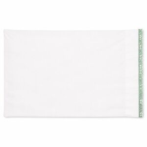 White Pillowcase With Green Crochet Trim